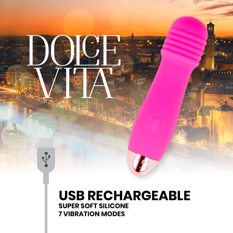 DOLCE VITA - PINK 7 THREE-SPEED RECHARGEABLE VIBRATOR