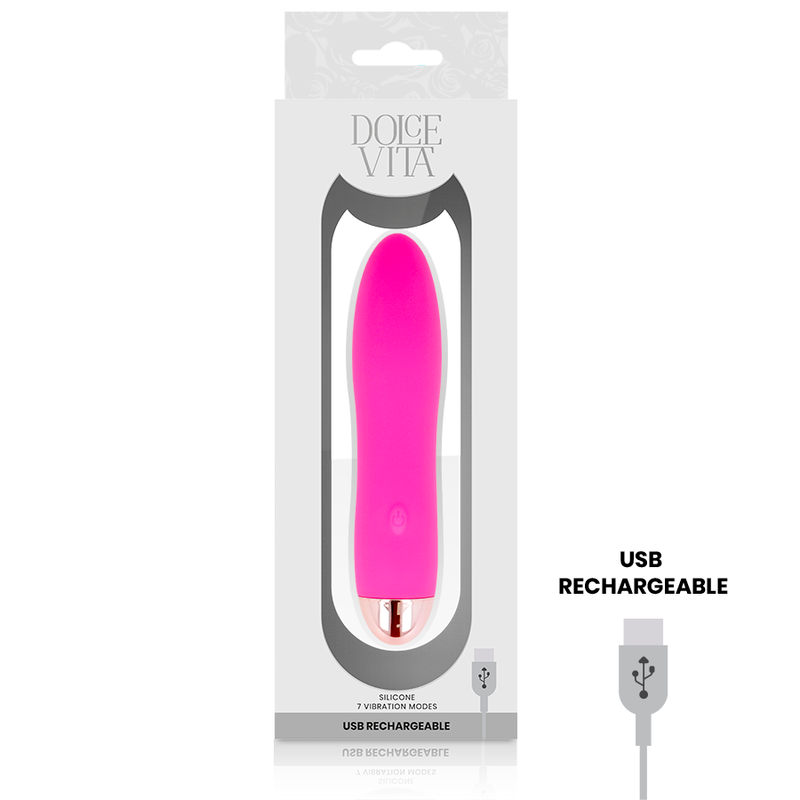 DOLCE VITA - VIBRADOR RECARGABLE QUATRO ROSA 7 VELOCIDADES
