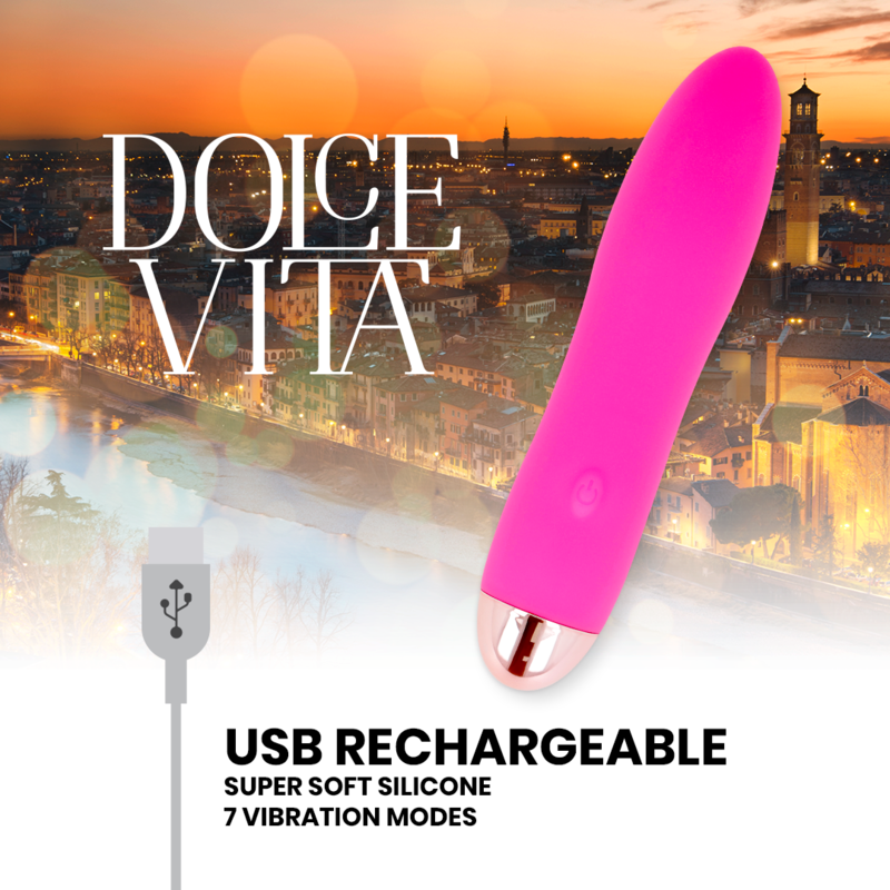 DOLCE VITA - VIBRADOR RECARGABLE QUATRO ROSA 7 VELOCIDADES