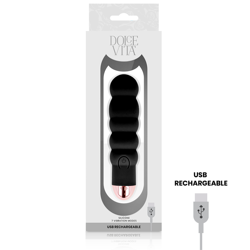 DOLCE VITA - VIBRADOR RECARGABLE NEGRO SIX 7 VELOCIDADES