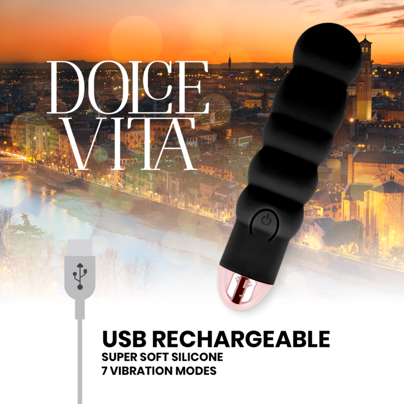 DOLCE VITA - VIBRADOR RECARGABLE NEGRO SIX 7 VELOCIDADES