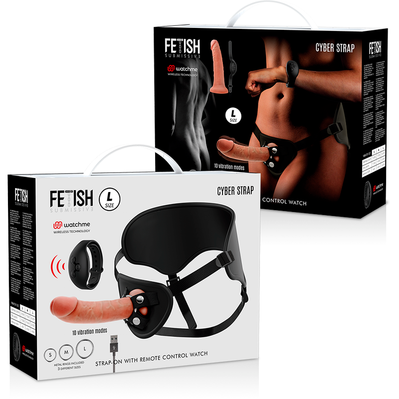 FETISH SUBMISSIVE CYBER STRAP - ARNÉS CON DILDO DE CONTROL REMOTO WATCHME L TECHNOLOGY
