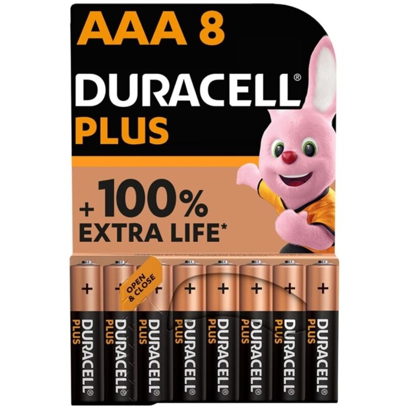 DURACELL - ALKALINE BATTERY PLUS POWER 100 AAA LR03 8 UNIT