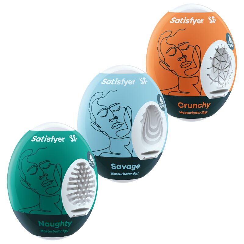 SATISFYER - 3 NAUGHTY, SAVAGE & CRUNCHY MASTURBATING EGGS