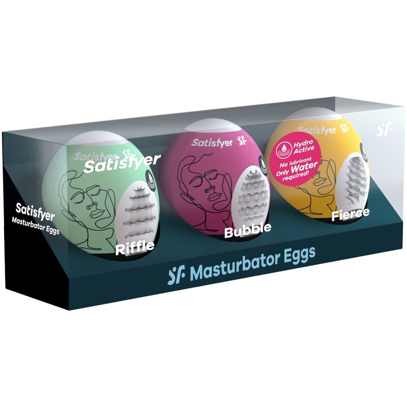 SATISFYER - 3 MASTURBATING EGGS RIFFLE, BUBBLE & FIERCE