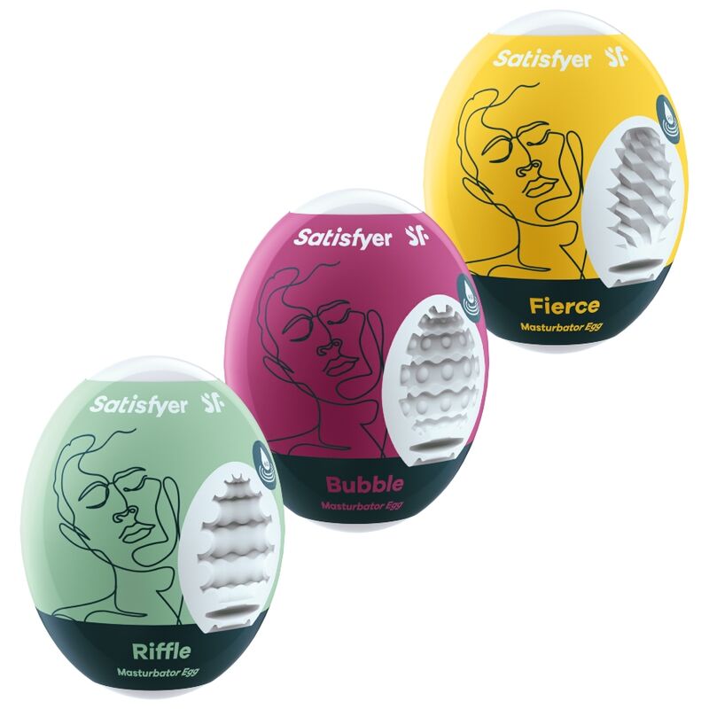 SATISFYER - 3 MASTURBATING EGGS RIFFLE, BUBBLE & FIERCE