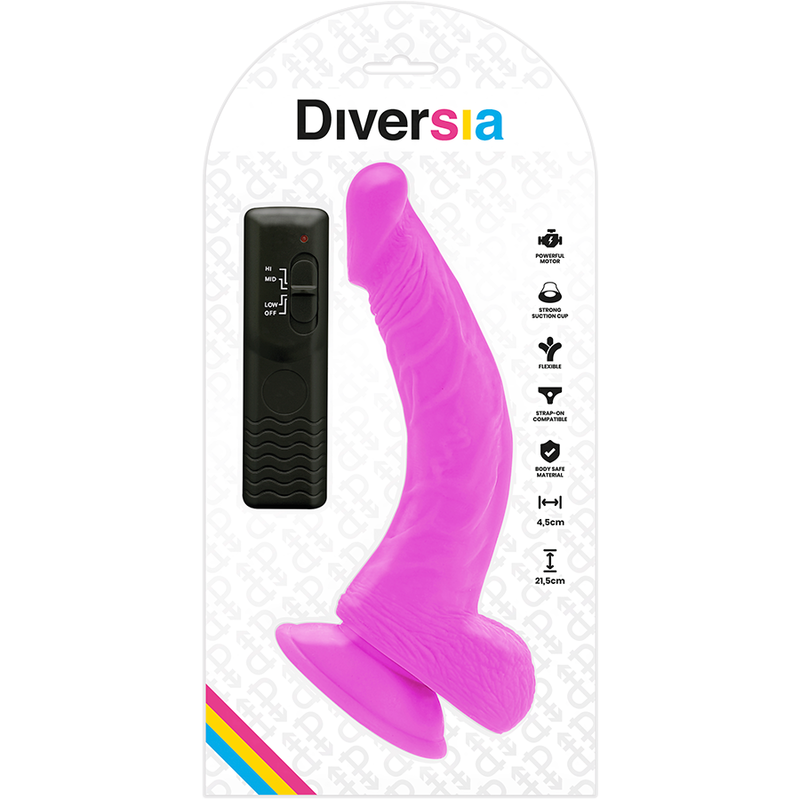 DIVERSIA - VIBRADOR FLEXIBLE DIVERSIA MORADO 21,5 CM -O- 4,5 CM