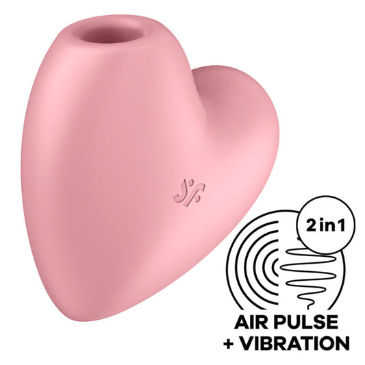 SATISFYER - ESTIMULADOR DE PULSOS Y VIBRADOR DE AIRE CUTIE HEART AZUL