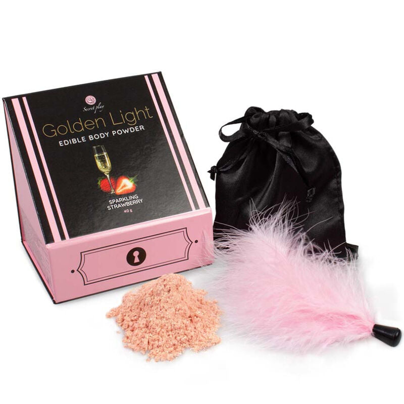 SECRETPLAY - SPARKLING GOLDEN LIGHT KIT, EDIBLE STRAWBERRY AND FEATHER POWDER