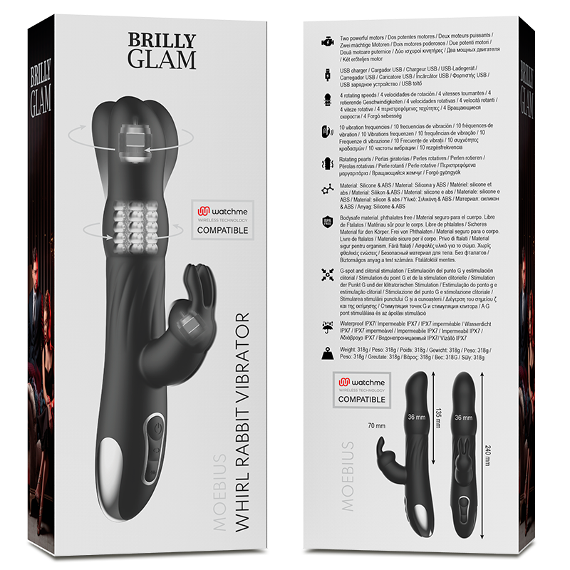 BRILLY GLAM - VIBRADOR MOEBIUS RABBIT Y ROTACIÓN COMPATIBLE CON LA TECNOLOGÍA INALÁMBRICA WATCHME
