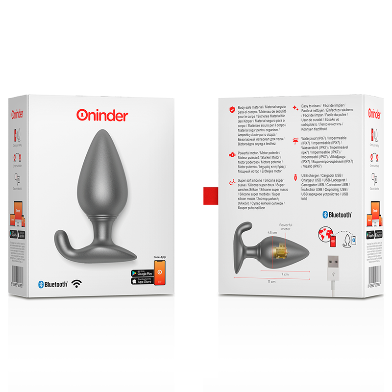 ONINDER - RIO VIBRANT ANAL PLUG BLACK - FREE APP