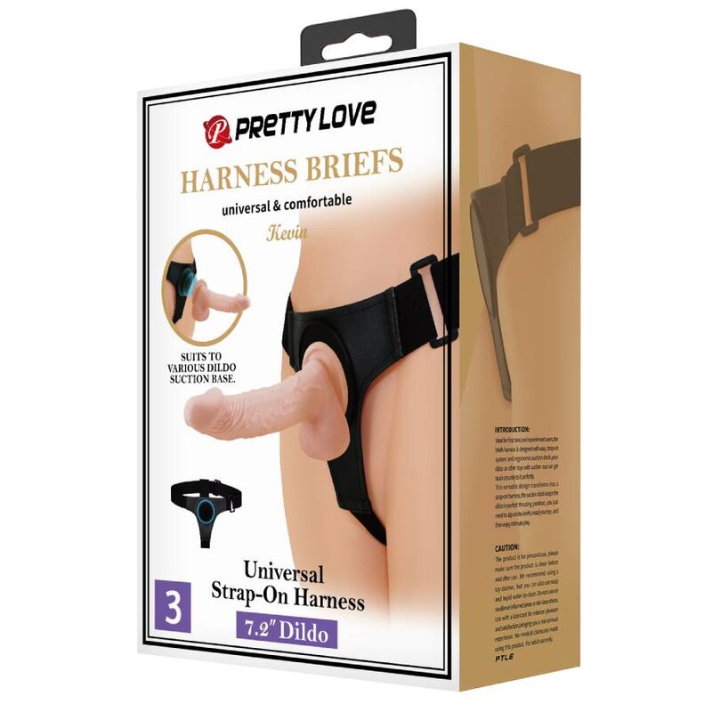 PRETTY LOVE - ARNÉS BRAGUITA ARNÉS UNIVERSAL CON DILDO KEVIN 19 CM NATURAL