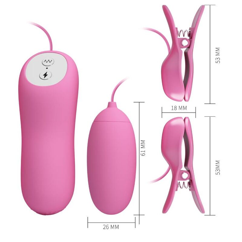 PRETTY LOVE - PINK VIBRATING PINACH AND ELECTROSHOCK