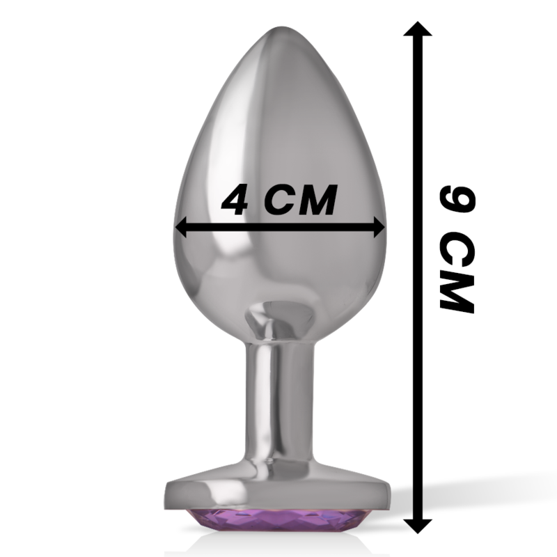 INTENSE - ALUMINUM METAL BUTT PLUG WITH VIOLET CRYSTAL SIZE G