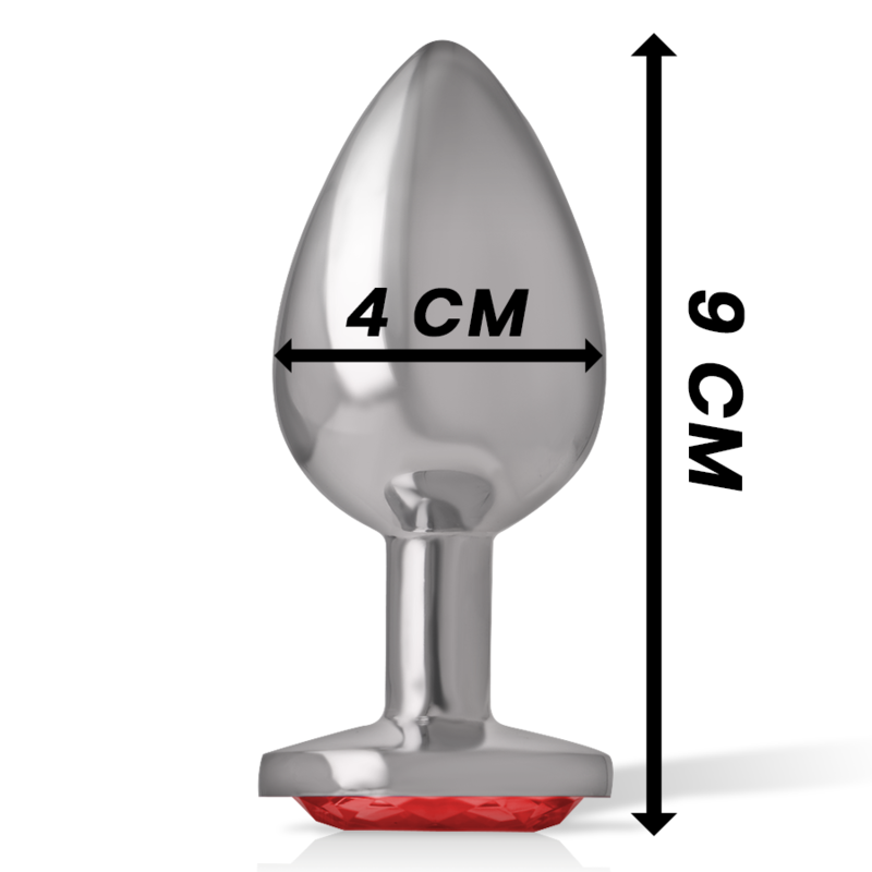 INTENSE - ALUMINUM METAL BUTT PLUG WITH RED CRYSTAL SIZE G
