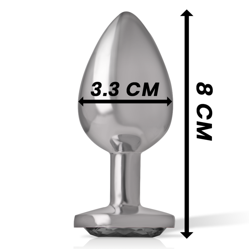 INTENSE - ALUMINUM METAL BUTT PLUG WITH BLACK GLASS SIZE M