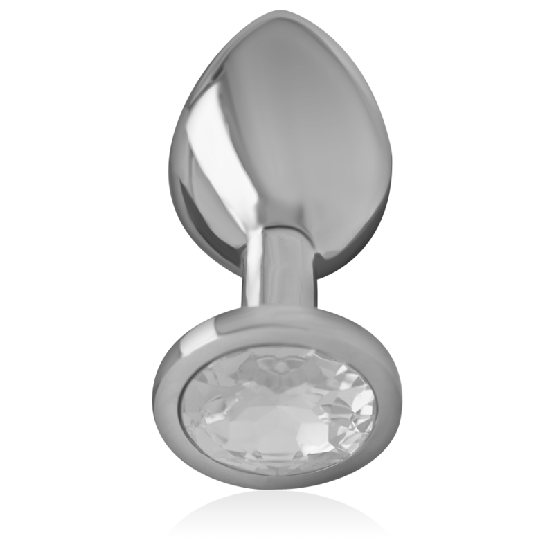 INTENSE - ALUMINUM METAL BUTT PLUG WITH SILVER CRYSTAL SIZE G