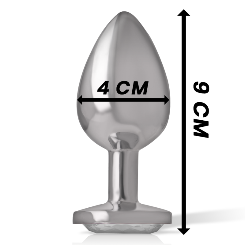 INTENSE - ALUMINUM METAL BUTT PLUG WITH SILVER CRYSTAL SIZE G