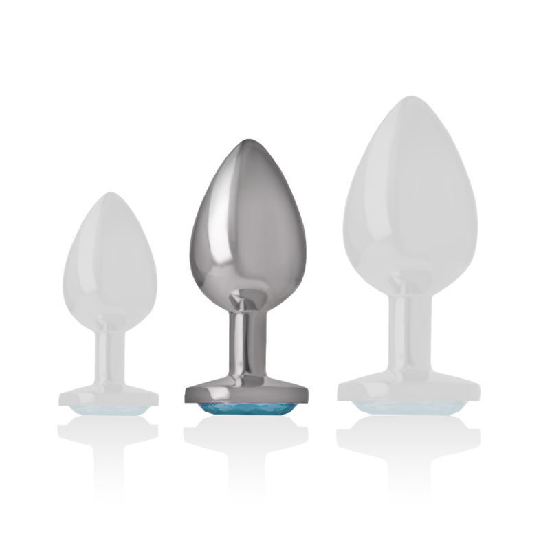 INTENSE - PLUG ANAL DE ALUMINIO CON CRISTAL AZUL TALLA M