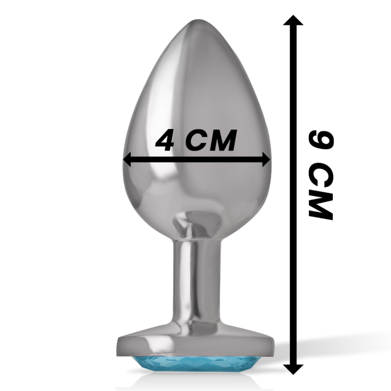 INTENSE - ALUMINUM METAL BUTT PLUG WITH BLUE CRYSTAL SIZE G