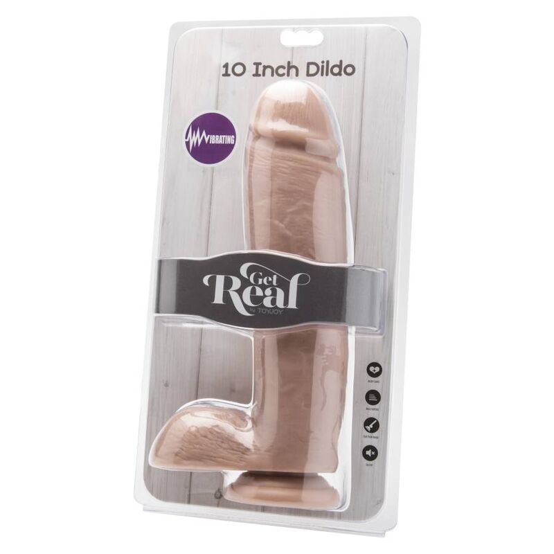 GET REAL - DILDO DE 25,5 CM CON BOLAS VIBRADORAS DE PIEL