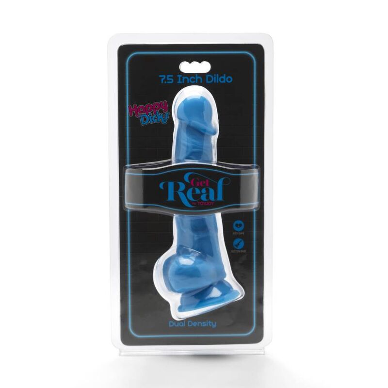 HAZLO REAL - HAPPY DICKS 19 CM CON BOLAS AZULES