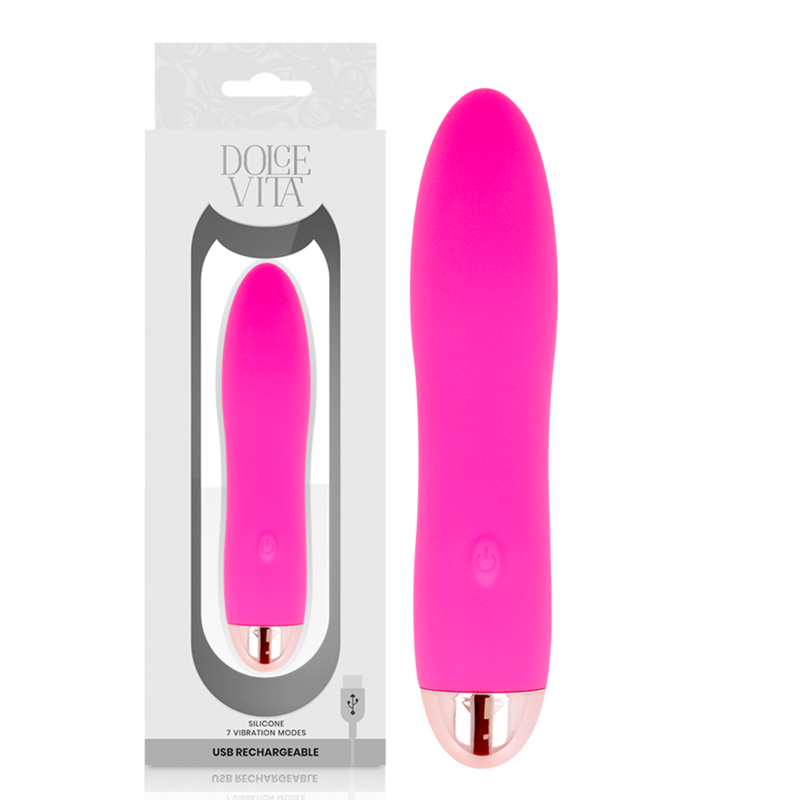 DOLCE VITA - VIBRADOR RECARGABLE QUATRO ROSA 7 VELOCIDADES