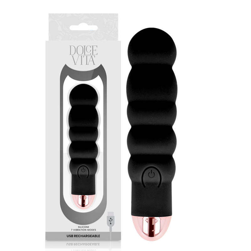 DOLCE VITA - VIBRADOR RECARGABLE NEGRO SIX 7 VELOCIDADES