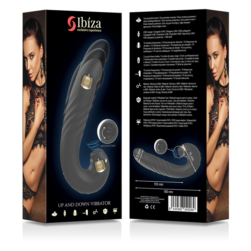 IBIZA - CLIP UP & DOWN + VIBRADOR + SUCÇÃO DE CLITÓRIS
