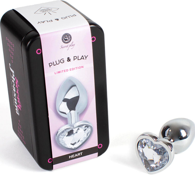 SECRETPLAY - PLUG ANAL DE METAL CON CORAZN DE CRISTAL TRANSPARENTE, T La Loba SECRETPLAY - PLUG ANAL DE METAL CON CORAZN DE CRISTAL TRANSPARENTE, T La Loba