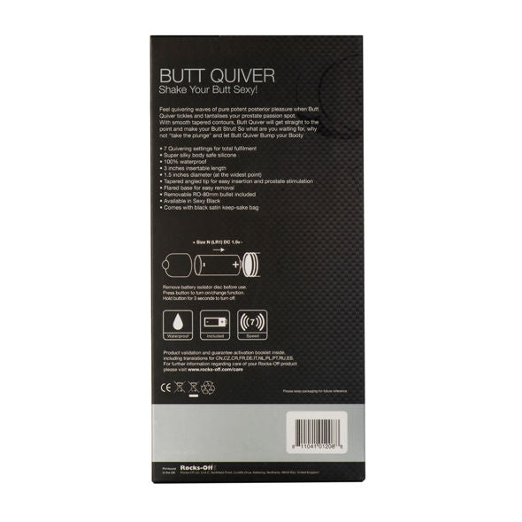 ROCKS-OFF - 7-SPEED BUTT QUIVER P-POINT STIMULATOR BLACK