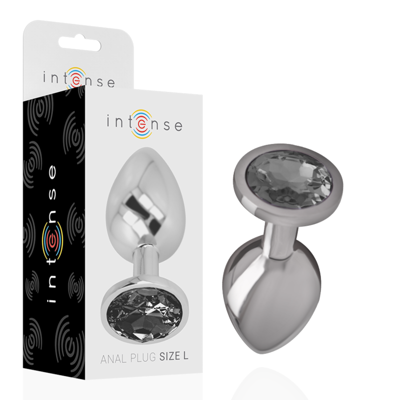 INTENSE - PLUG ANAL DE ALUMINIO CON VIDRIO NEGRO TALLA G