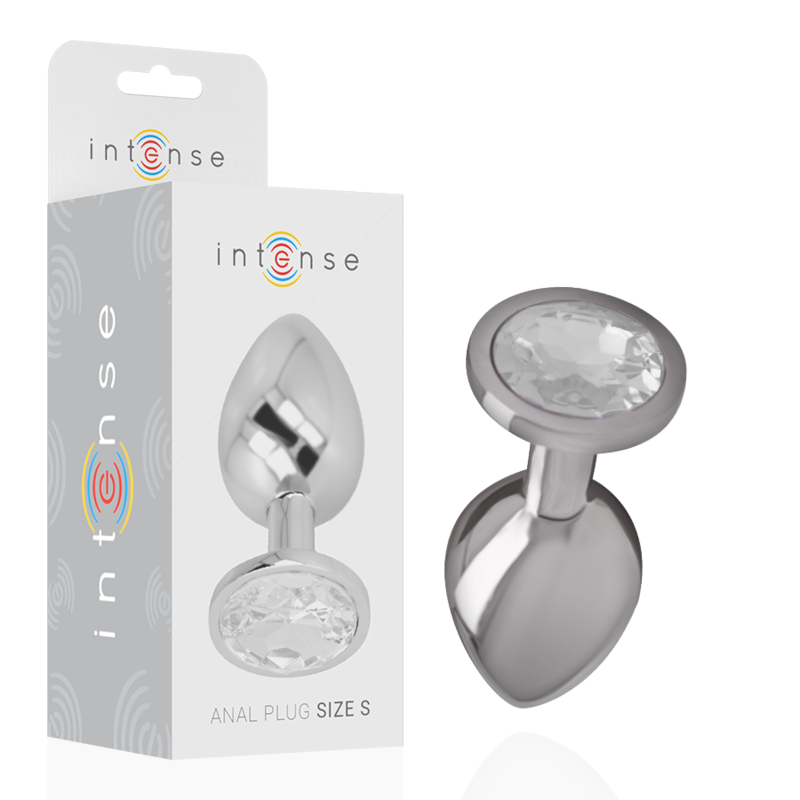 INTENSO - TAPÓN ANAL DE METAL DE ALUMINIO CON CRISTAL PLATEADO TAMAÑO P