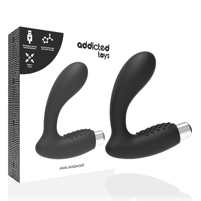 ADDICTED TOYS - RECHARGEABLE PROSTHETIC VIBRATOR - MODEL 5 - BLACK