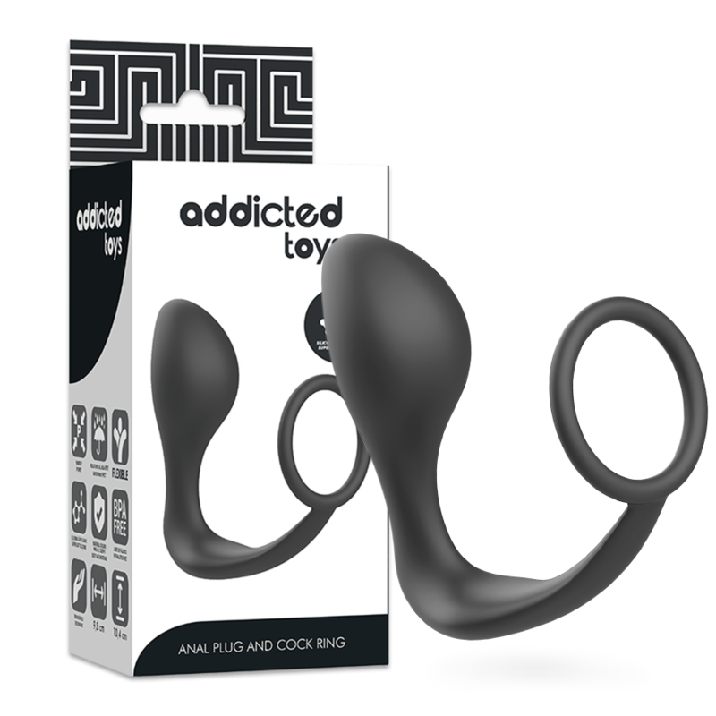 ADDICTED TOYS - BLACK SILICONE RING ANAL PLUG