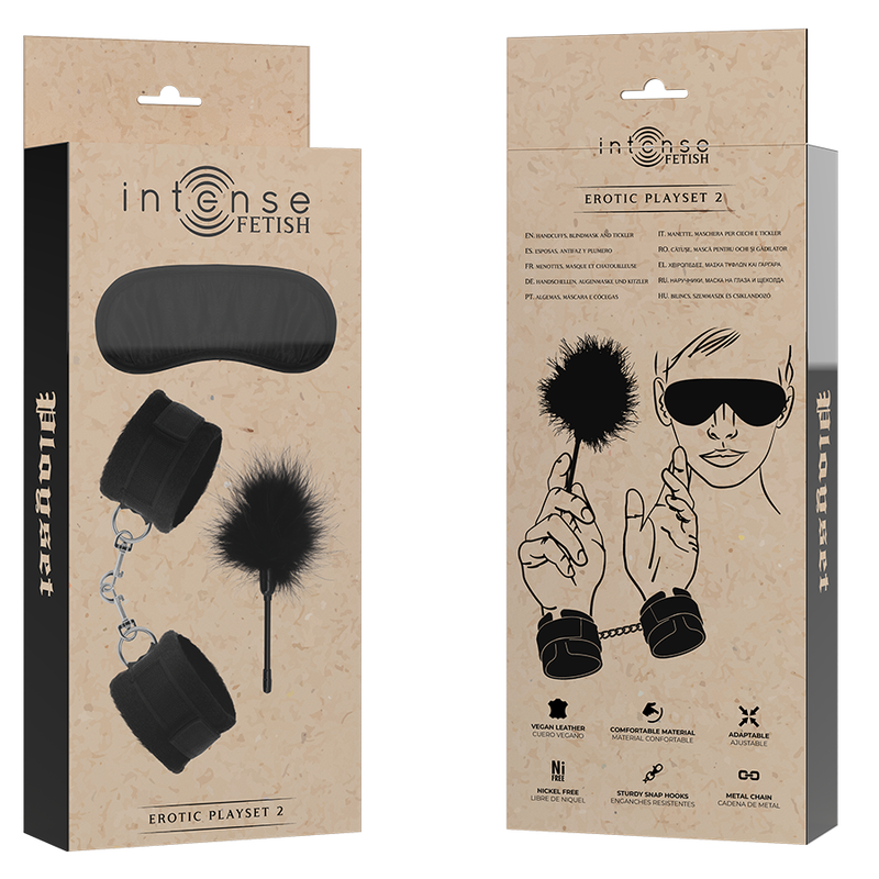INTENSE - FETISH EROTIC PLAYSET 2 WITH HANDCUFFS, BLIND MASK AND TICKLING