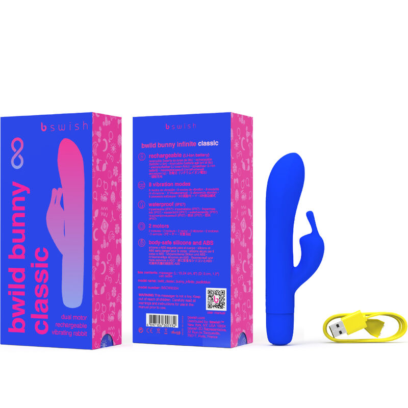 B SWISH - VIBRADOR DE SILICONA AZUL RECARGABLE CLÁSICO BWILD BUNNY INFINITE