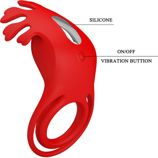 PRETTY LOVE - ANILLO VIBRADOR RUBÉN 7 VIBRACIONES DE SILICONA ROJA