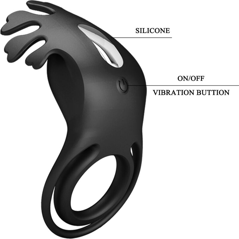 PRETTY LOVE - RUBEN VIBRATING RING 7 BLACK SILICONE VIBRATIONS