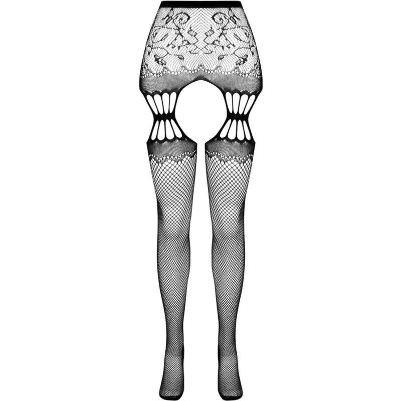 PASSION - S027 BLACK PANTS WITH GARTER ONE SIZE