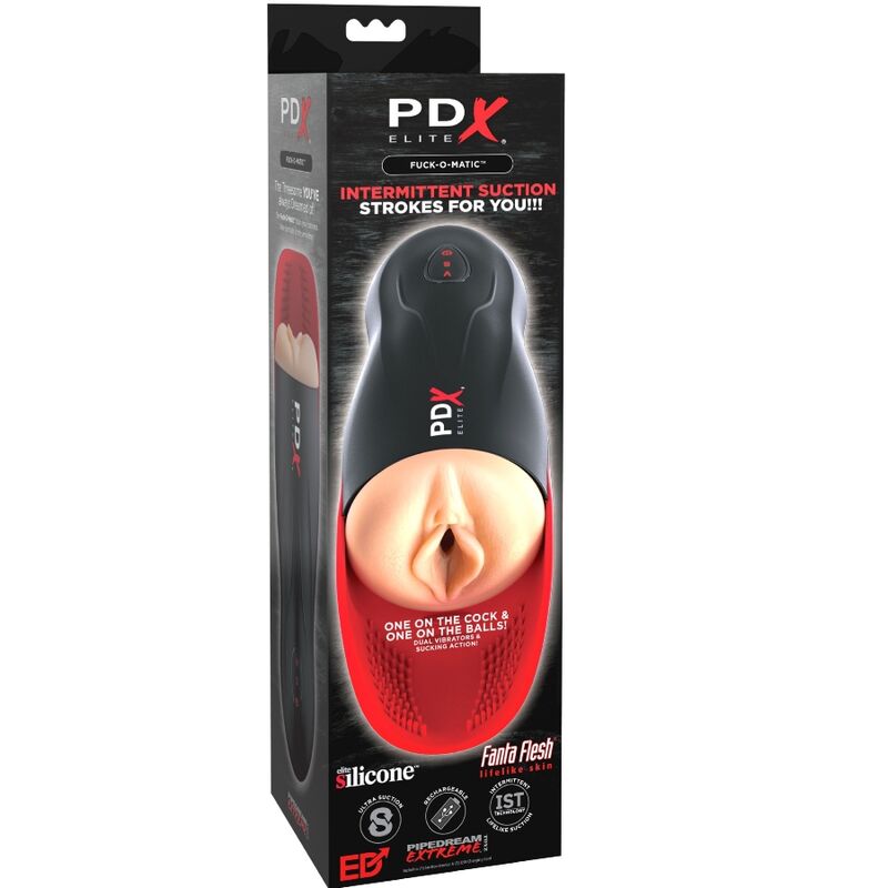 PDX ELITE - STROKER FUCK-O-MATIC - Doble vagina con vibración para pene y testículos
