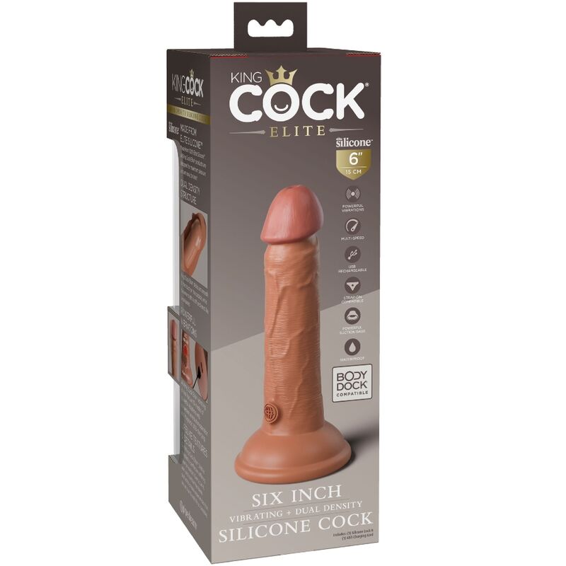 KING COCK - VIBRADOR REALISTA DE SILICONA ELITE 15,2 CM CARAMELO