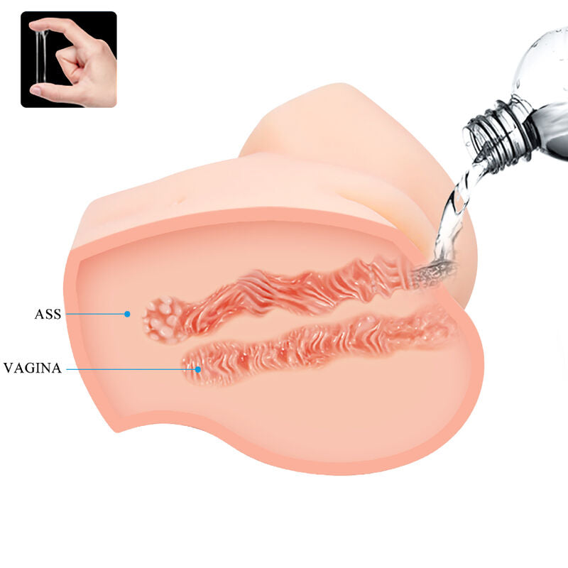 CRAZY BULL - VAGINA REALISTA Y VIBRADOR DOBLE DESNUDO