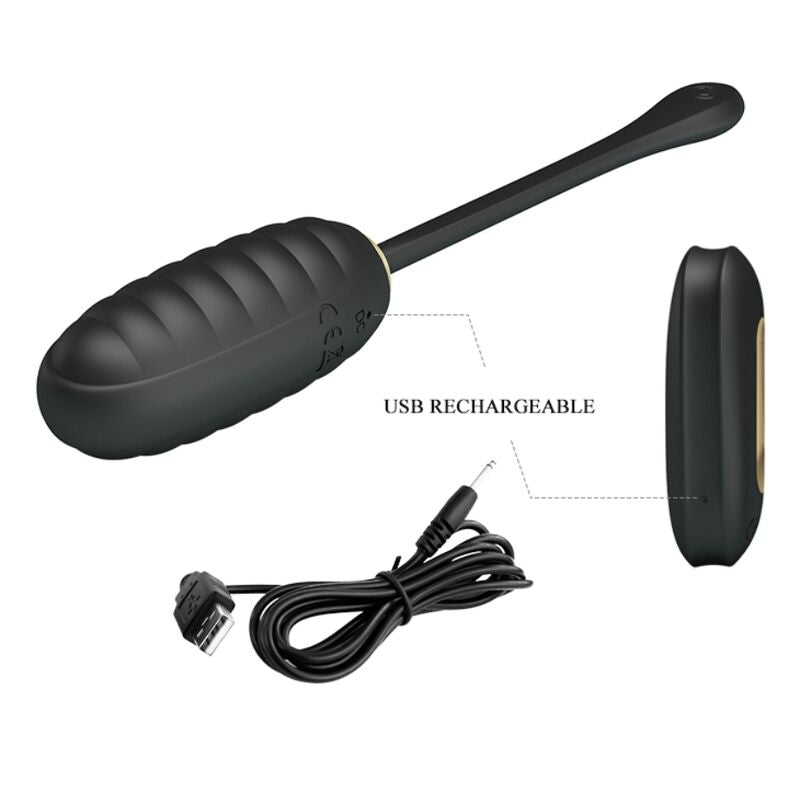 PRETTY LOVE - DOREEN LUXURY RECHARGEABLE BLACK EGG VIBRATOR REMOTE CONTROL