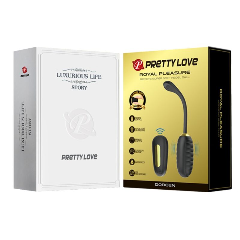 PRETTY LOVE - DOREEN LUXURY RECHARGEABLE BLACK EGG VIBRATOR REMOTE CONTROL