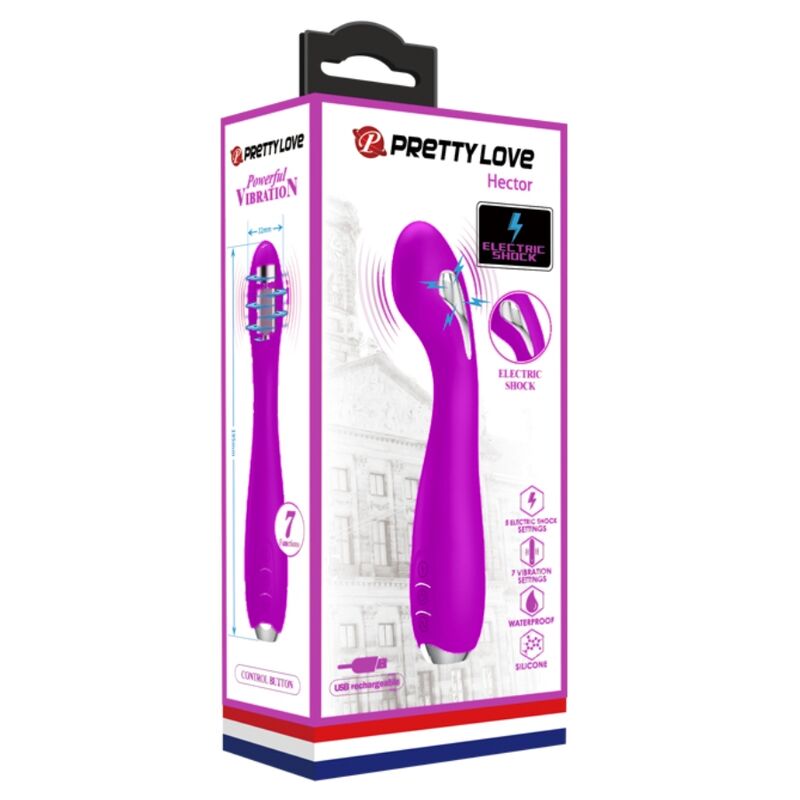 PRETTY LOVE - HECTOR RECHARGEABLE ELECTROSHOCK VIBRATOR - PURPLE WATERPROOF