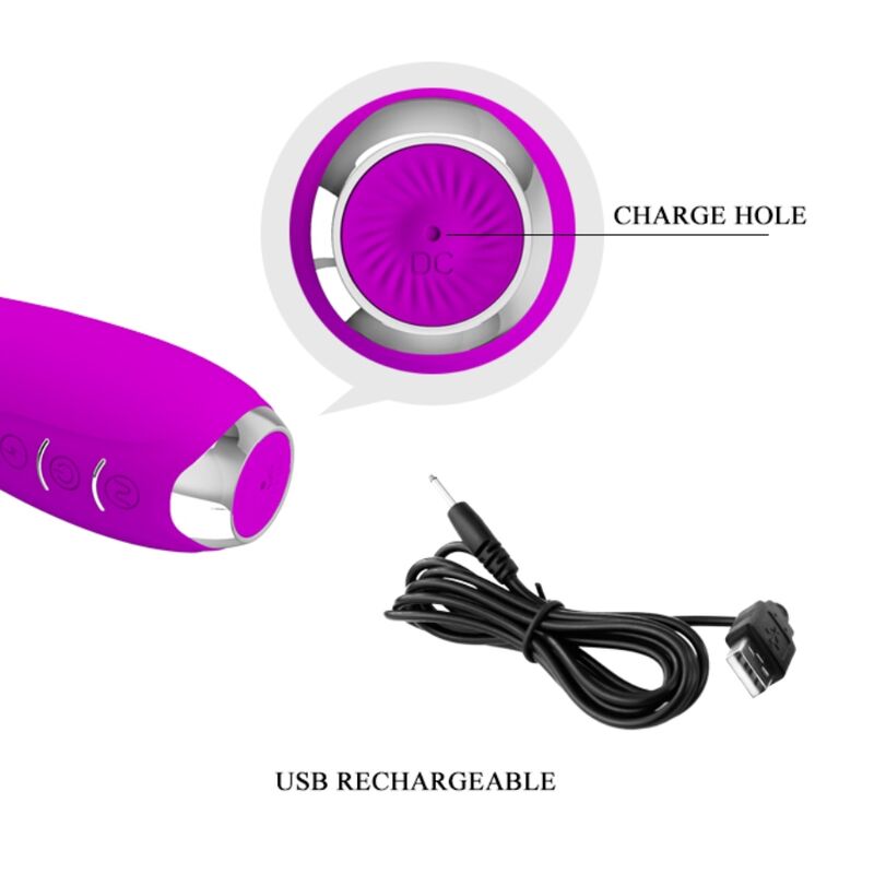 PRETTY LOVE - HECTOR RECHARGEABLE ELECTROSHOCK VIBRATOR - PURPLE WATERPROOF