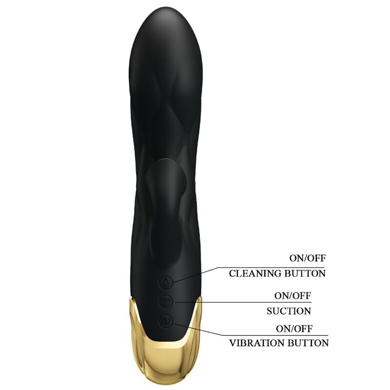 PRETTY LOVE - GOLD PLATED RECHARGEABLE BLACK LUXURY VIBRATOR