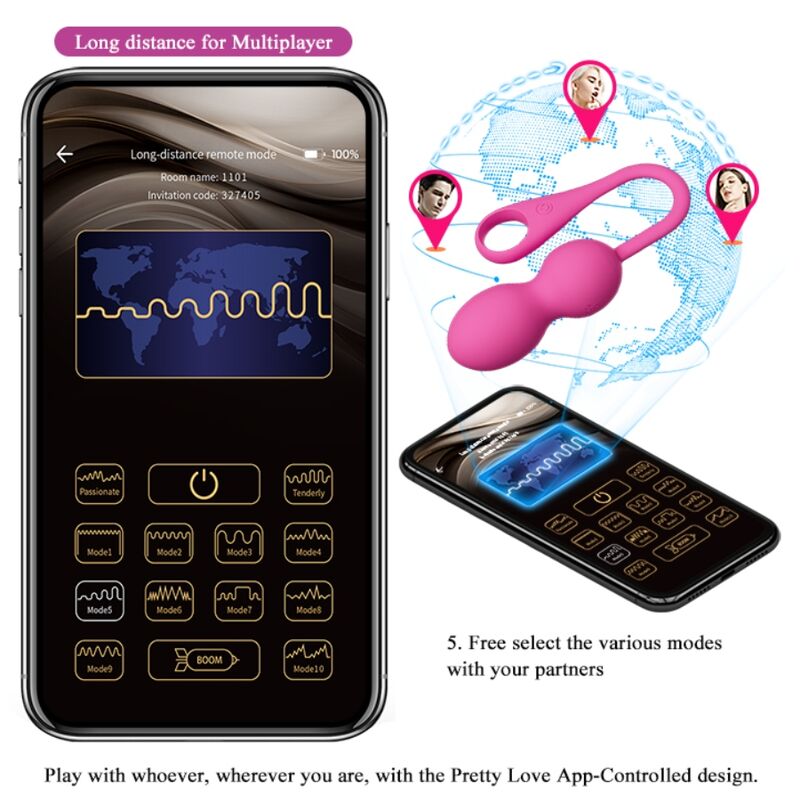 PRETTY LOVE - BOLAS VIBRATORIAS RECARGABLES ELVIRA ROSA