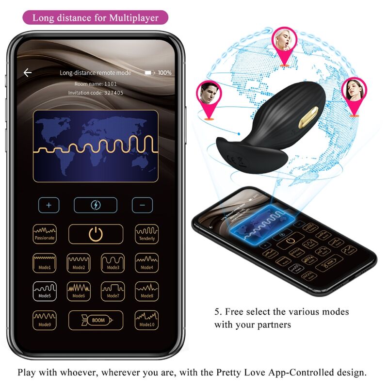 PRETTY LOVE - APP-CONTROLLED ANAL PLUG JEFFERSON BLACK